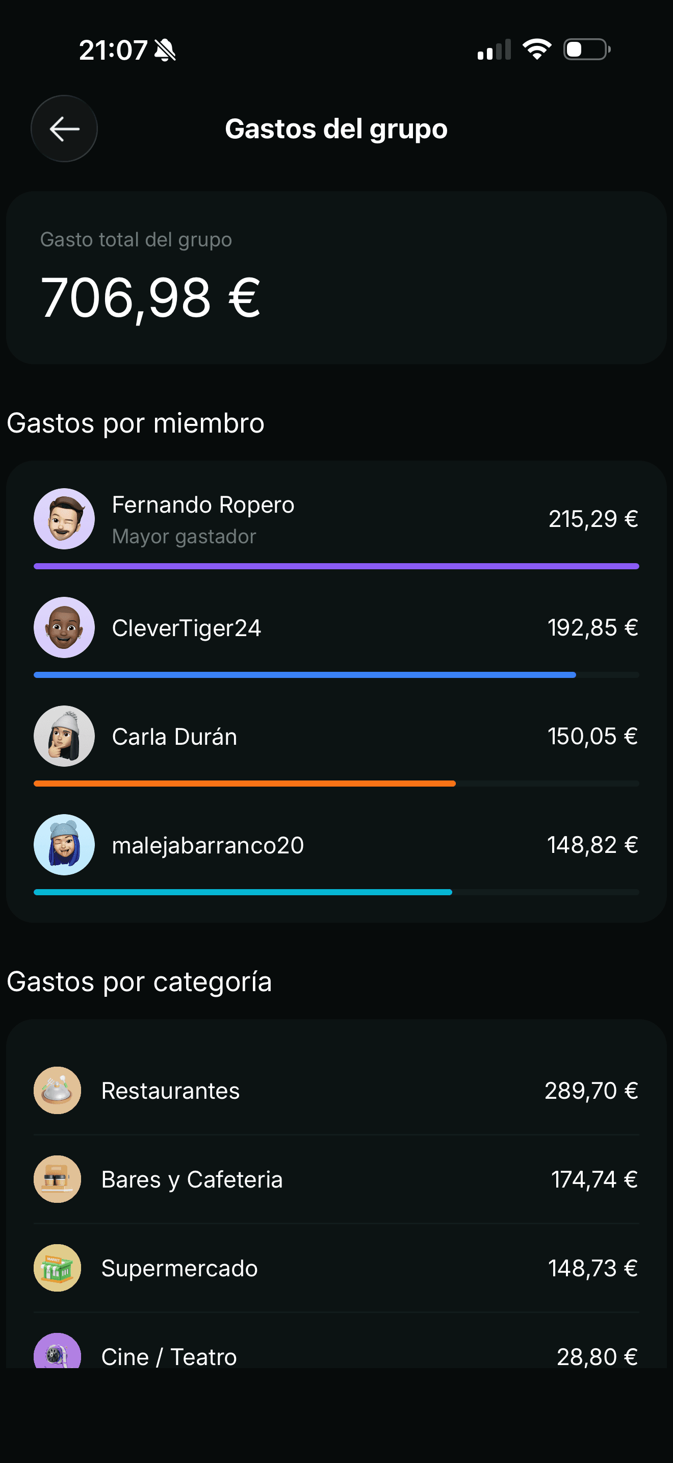 Splittier mobile app — group balances and settle-ups
